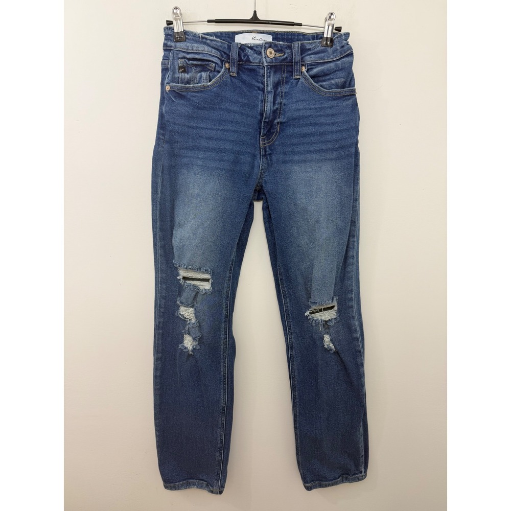 KanCan High Rise Distressed Straight Leg Jeans Medium Wash KC8676D Size 5 26